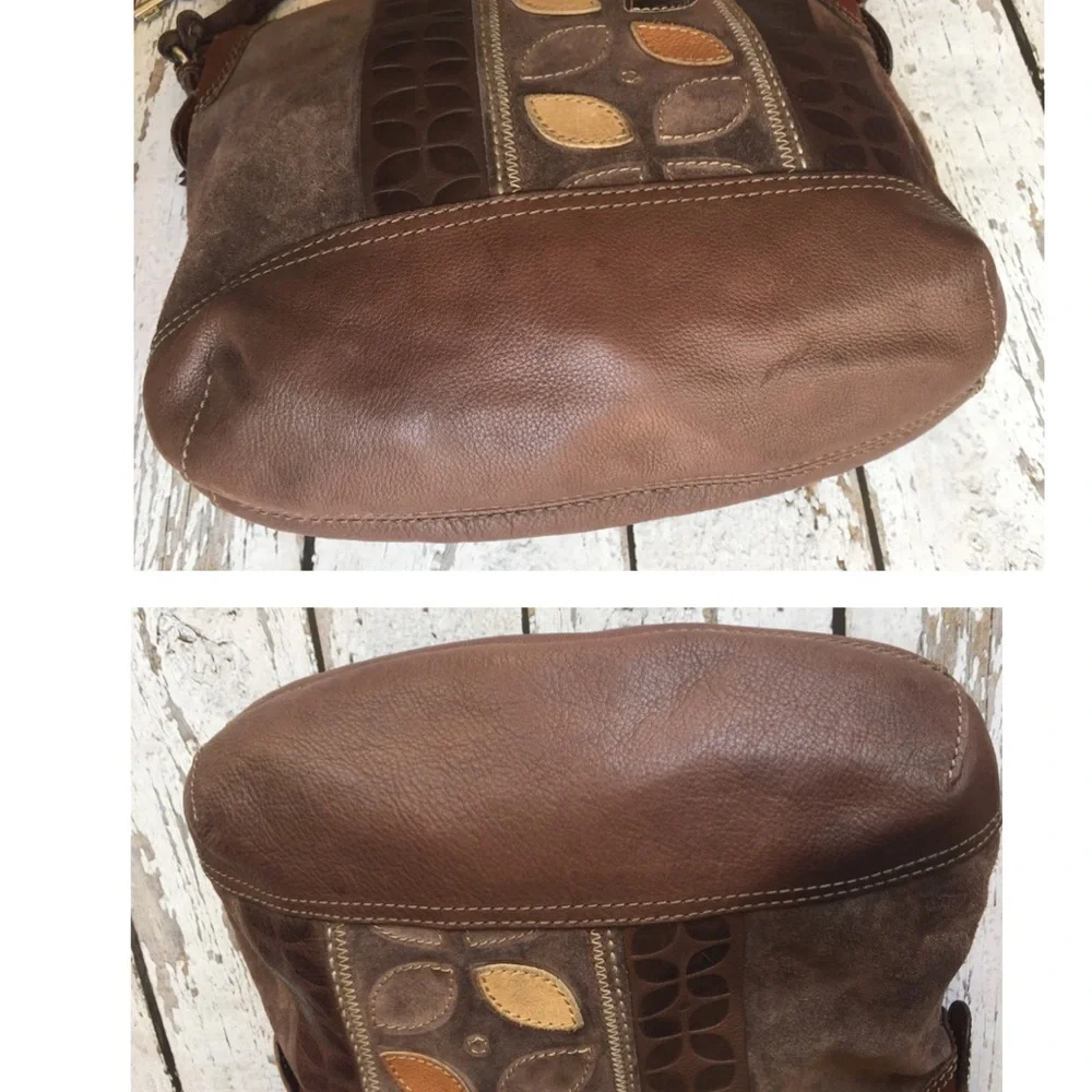 Fossil Brown Leather & Suede Hobo Bag